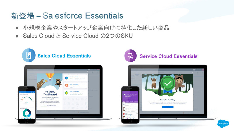 「Sales Cloud Essentials」と「Service Cloud Essentials」。入り口となるメイン画面は異なるが、どちらからも同じ機能を利用できる