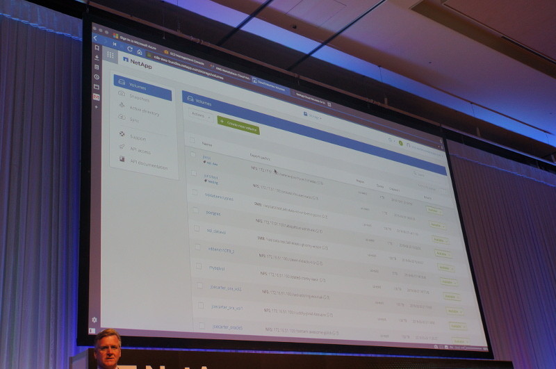 Cloud Volumes Serviceのデモ動画：ボリューム一覧