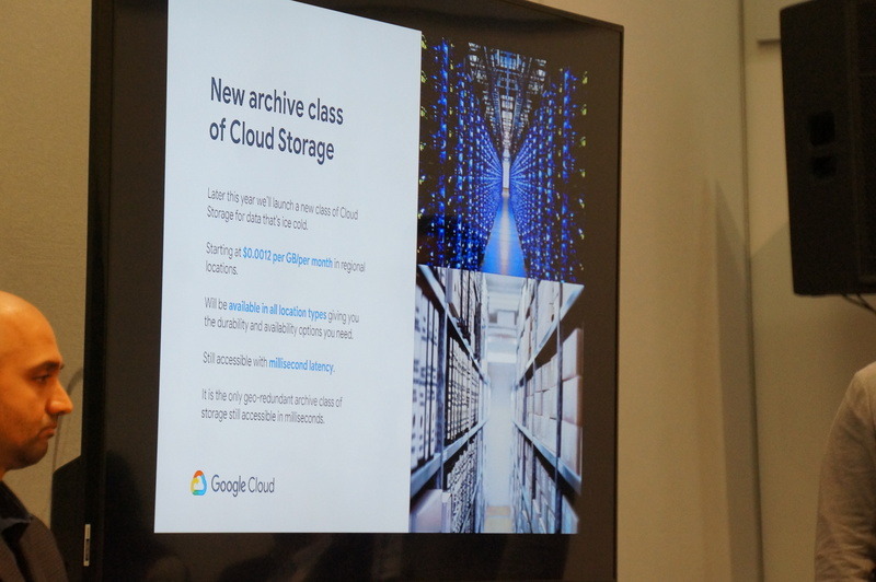Google Cloud Storageにアーカイブ用クラスが発表。写真は別途開催されたプレス説明会より
