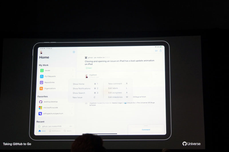 iPadではキーボードショートカットも使える（ブレークアウトセッションより）