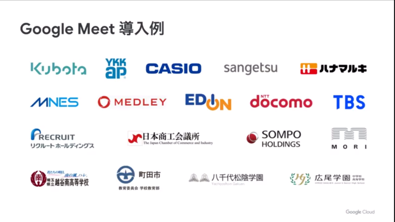 Google Meetの採用企業の例