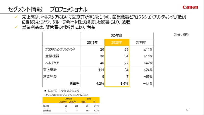 プロフェッショナル事業の概況