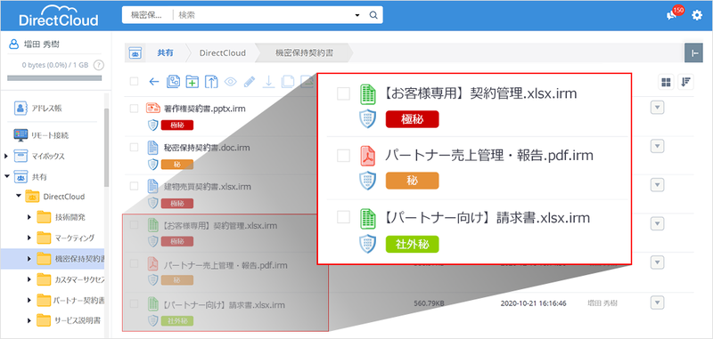 機密度を検知して可視化した画面
