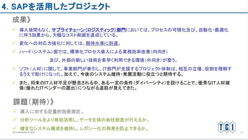 東京化成工業のプロジェクトの成果