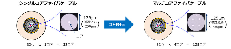 シングルコアファイバとマルチコアファイバ