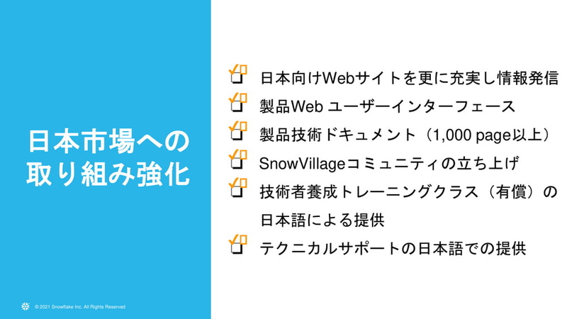 日本市場への取り組み強化のチェックリスト。6つともチェックマークがついた