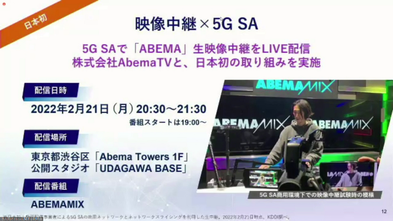 ABEMAで5G SAを使った生中継を実施