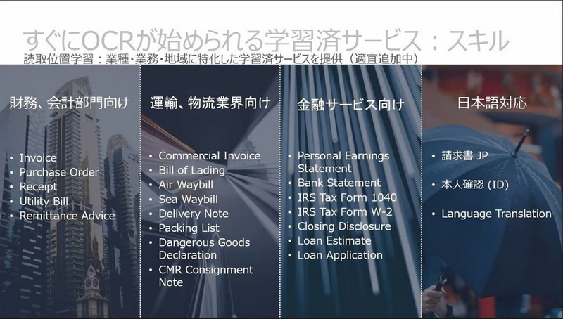 用意されたスキルの一部