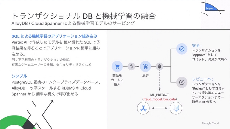 AlloyDBおよびCloud Spannerでの機械学習モデル対応