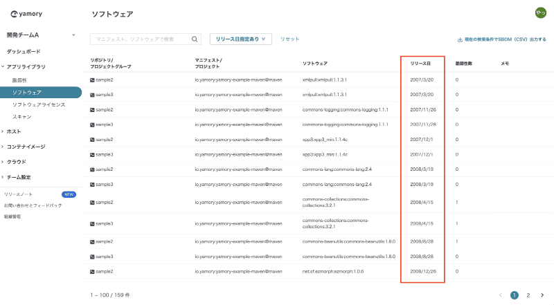 リリース日順にソート可能