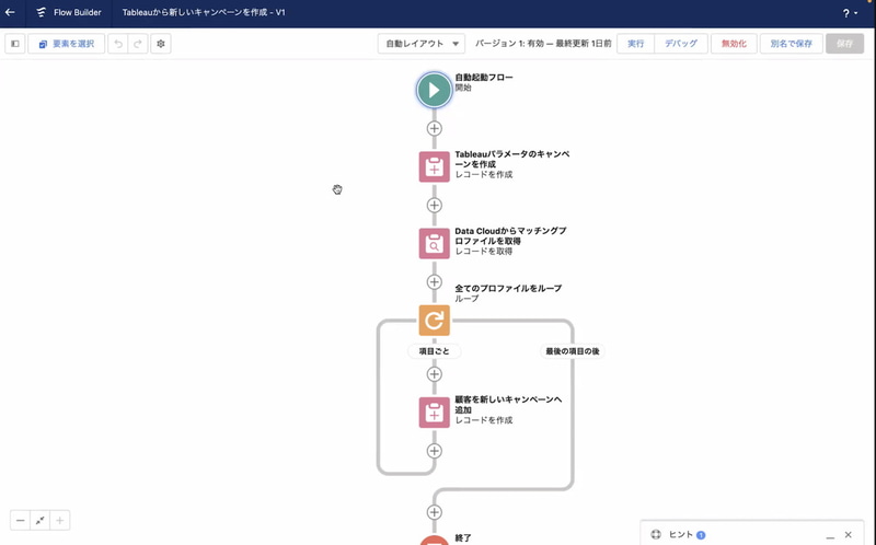 得られたインサイトから実際のアクションまでのフローも実行しやすいかたちで表示される（ここでは新規顧客をキャンペーンに追加するレコードをワンクリックで作成）