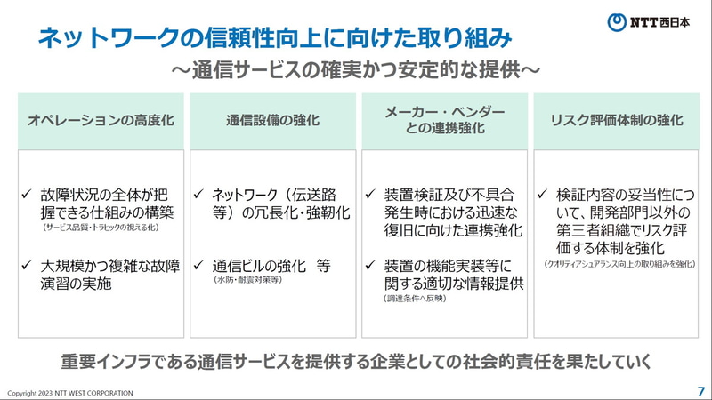 ネットワークの信頼性向上に向けた取り組み