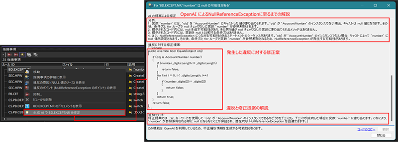 OpenAI 機能を活用した違反修正のイメージ