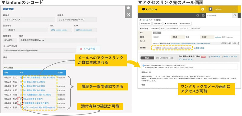 メール履歴機能