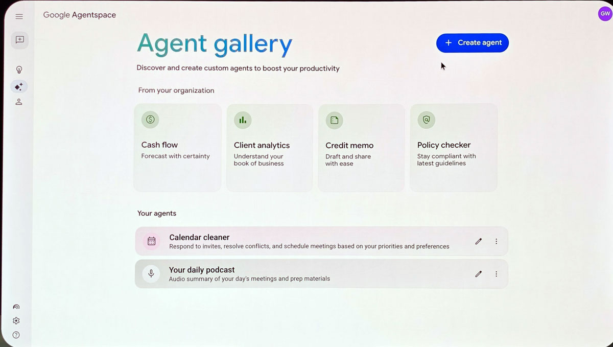 Google Cloud Next 25でのGoogle Agentspaceのデモ