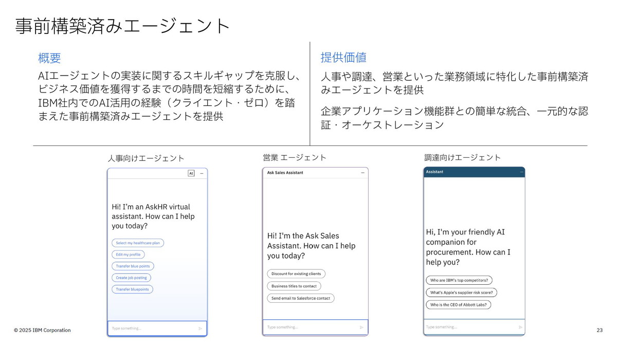 事前構築済みエージェント