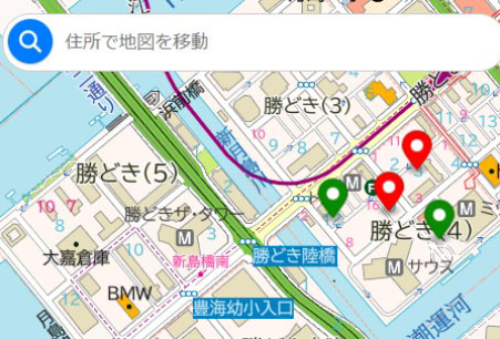 一覧画面での住所入力検索