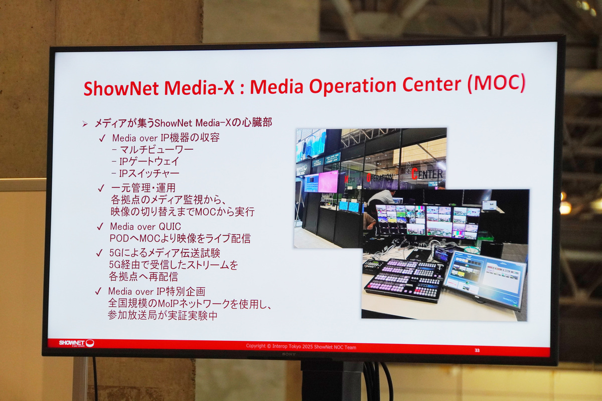 ShowNetブース内のMedia Operation Center（MOC）