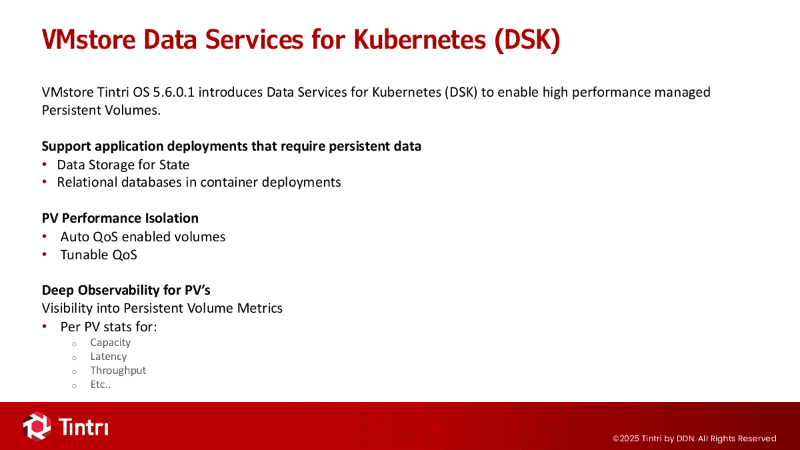 TintriのVMstore Data Services for Kubernetes（DSK）