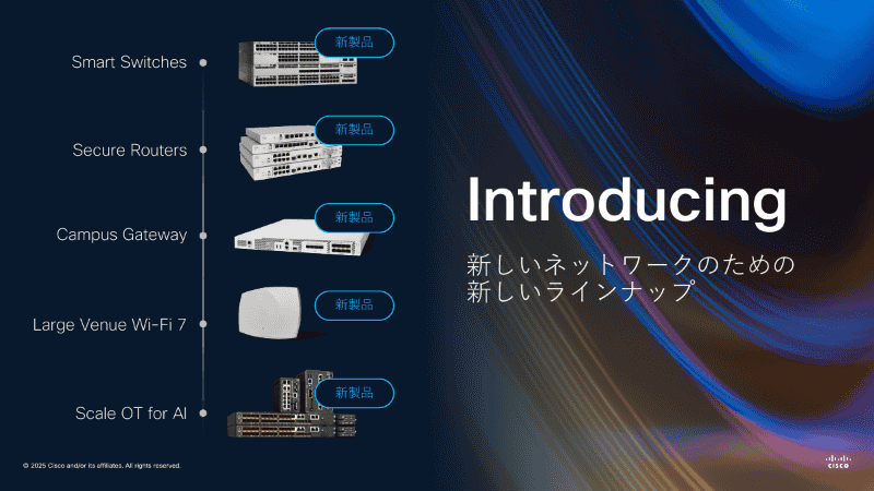 <a href="/docs/news/2026730.html">シスコ、約30モデルのネットワーク製品を「Cisco Live」で発表　その特徴を日本向けに説明</a>（2025年6月30日付記事）より
