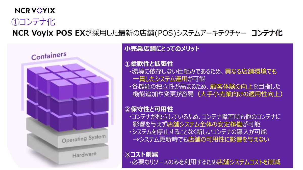 NCR Voyix POS EXが採用した最新の店舗(POS)システムアーキテクチャ　コンテナ化