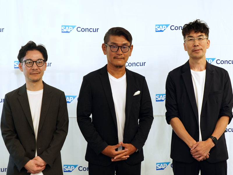 （左から）コンカー カスタマー＆ソリューション統括本部 プロダクトマーケティング部の舟本憲政部長、コンカー 代表取締役社長の橋本祥生氏、コンカー サービス・サポート本部 クライアントサポート第1グループマネージャーの遠藤智範氏