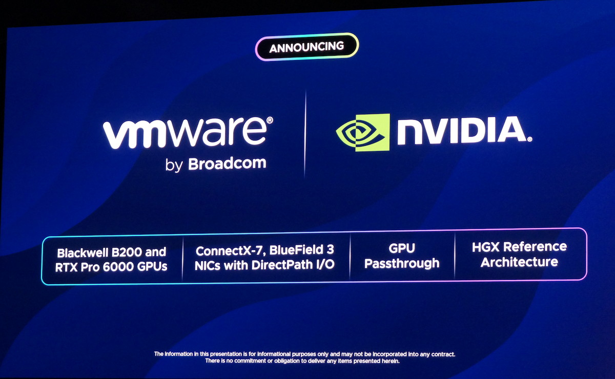 2年前のPrivate AIリリース時に最初のリファレンスアーキテクチャパートナーとなったNVIDIAとパートナーシップを拡大、最新のNVIDIA Blackwell GPUファミリを幅広くサポートへ。なお英ブリストル大学のスーパーコンピュータにはNVIDIA GPUとVMware Private AI Foundationが実装されており、世界最速のAIスパコンのひとつとして稼働中