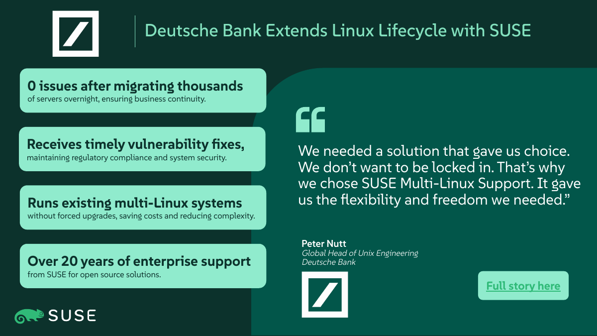 ドイツ銀行（Deutsche Bank）によるSUSE Multi-Linux Support採用事例