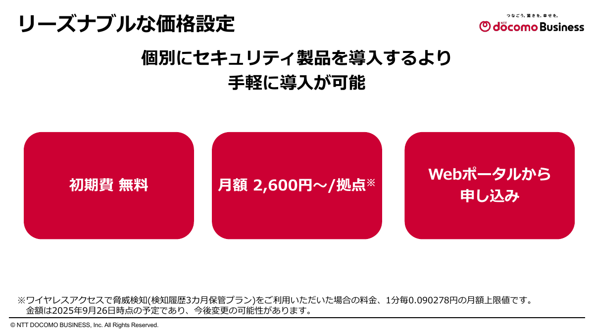 WANセキュリティの価格設定