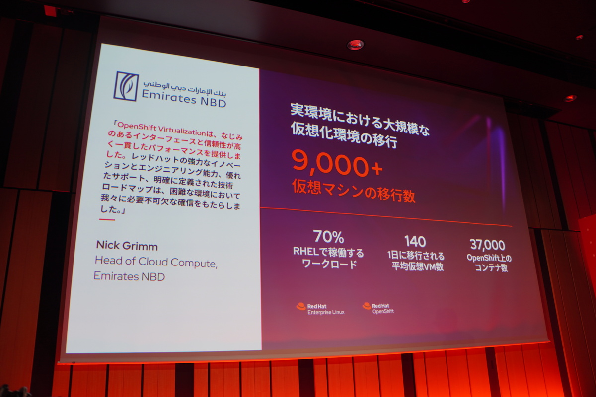 Emirates NBD社による、OpenShift Virtualizationへの移行事例