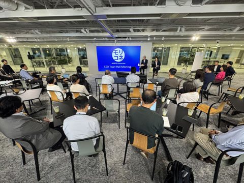 東京・三田のNEC本社4階のInnovation Hubで行われたCEO Town Hall Meeting
