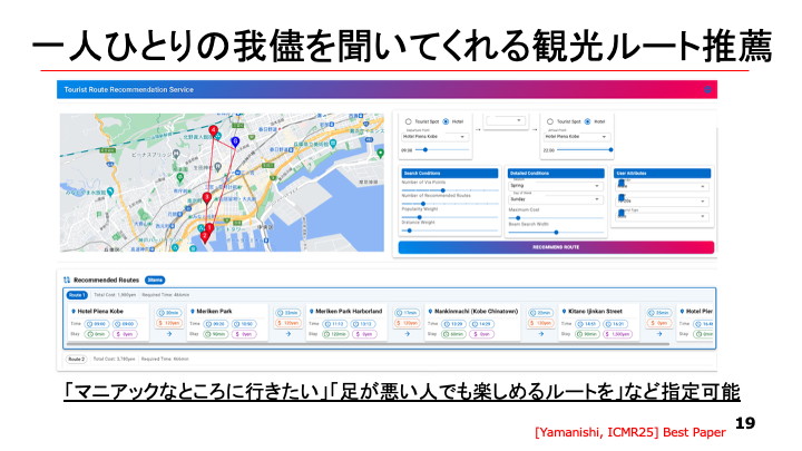 図3：複雑な要素を加味した観光ルート推薦システム