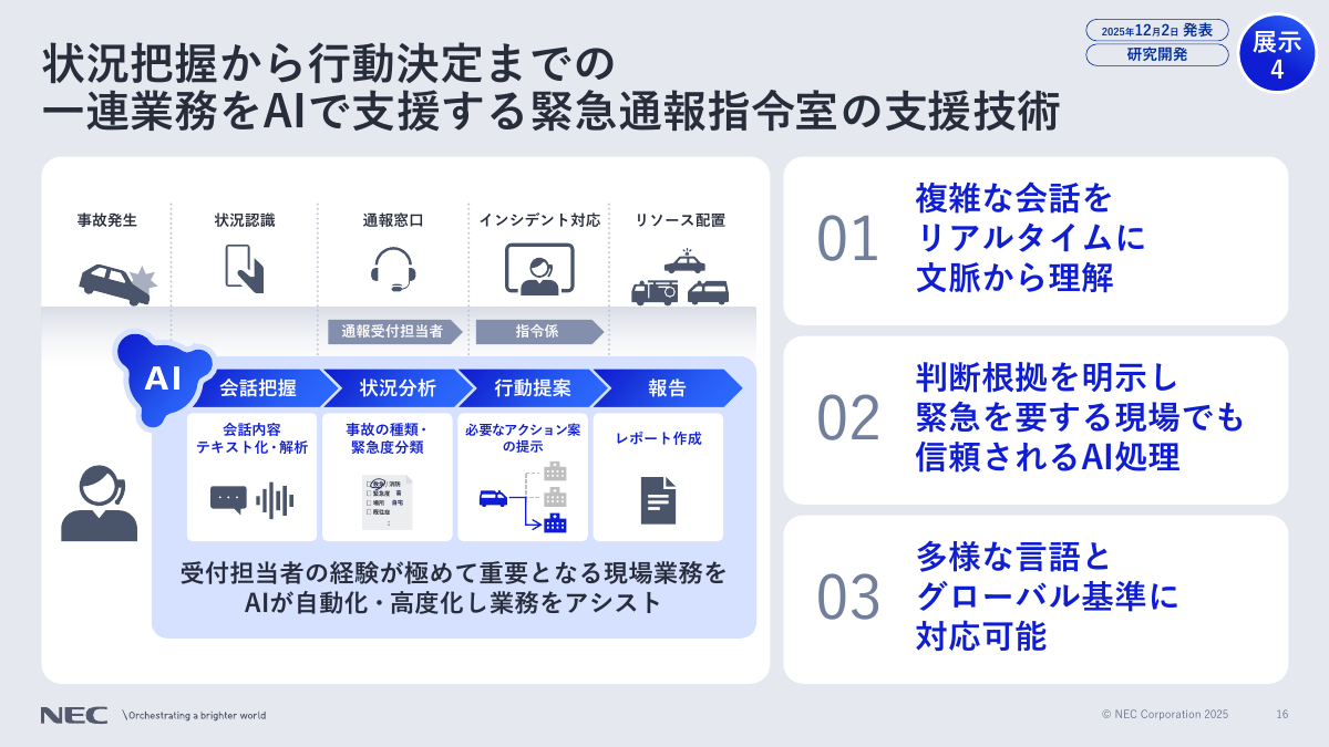 緊急通報指令室の支援技術