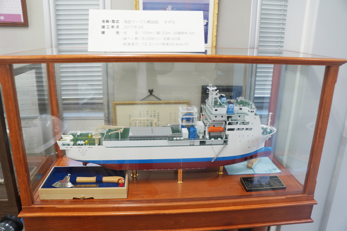 オフィスの展示ブースに展示された「きずな」の模型