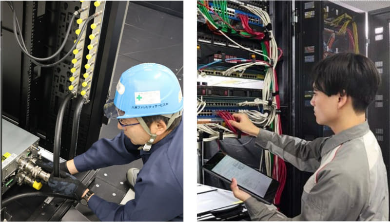 サービスのイメージ図（据え付け作業と保守点検の様子）