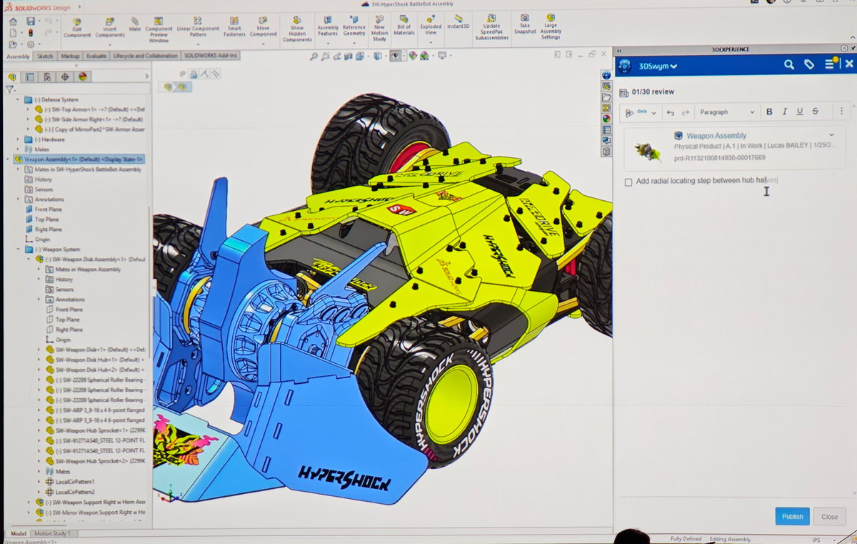 3D CADでは3Dの図面を作成し、それを基にシミュレーションツールで物理的な動きを確認したりできる