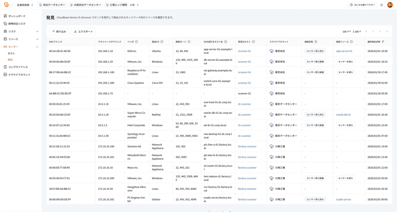 結果を表示する「発見」画面