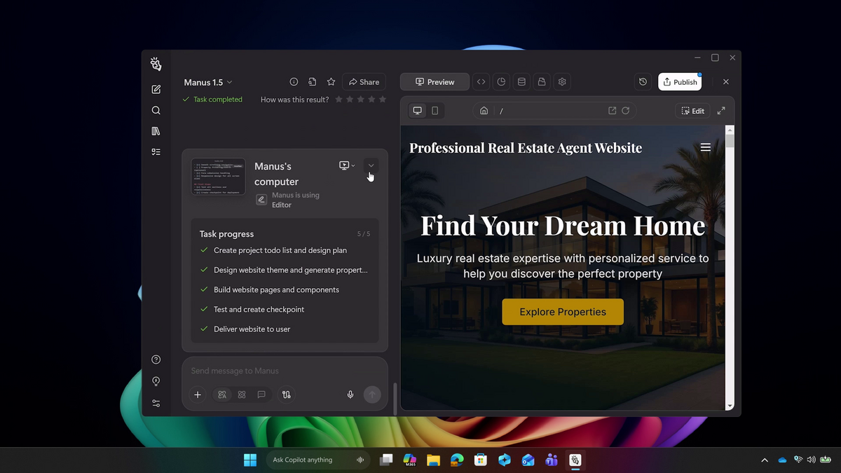デモ動画より：ManusにWebサイトを作らせた