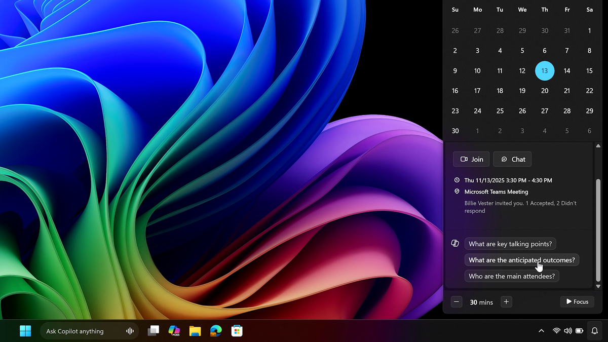 デモ動画より：通知センターの通知にCopilotで質問