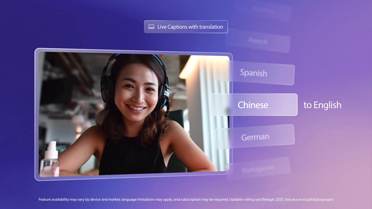 デモ動画より：Live Captions with translation（ライブキャプション＋翻訳）