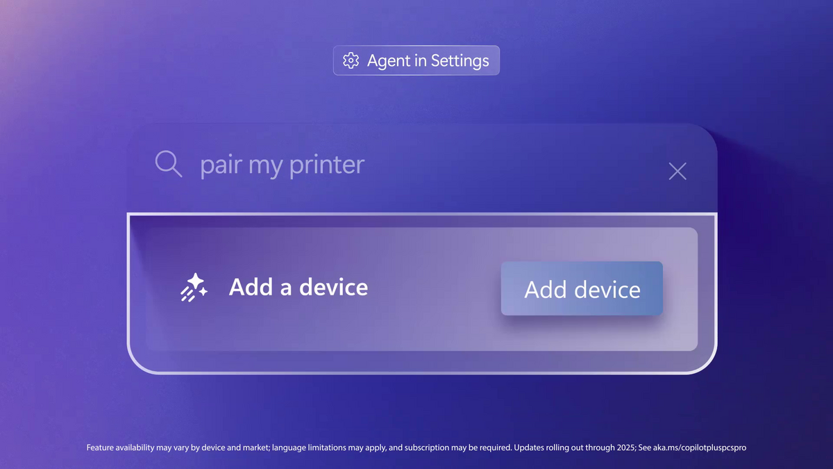 デモ動画より：Agent in settings（「設定」のAI検索）