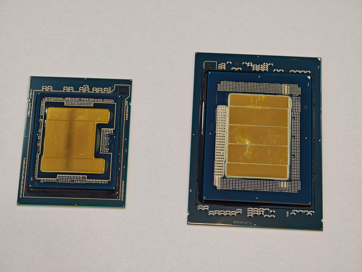 左がXeon 6 with E-cores（開発コード名：Sierra Forest）、右がXeon 6+（開発コード名：Clearwater Forest）