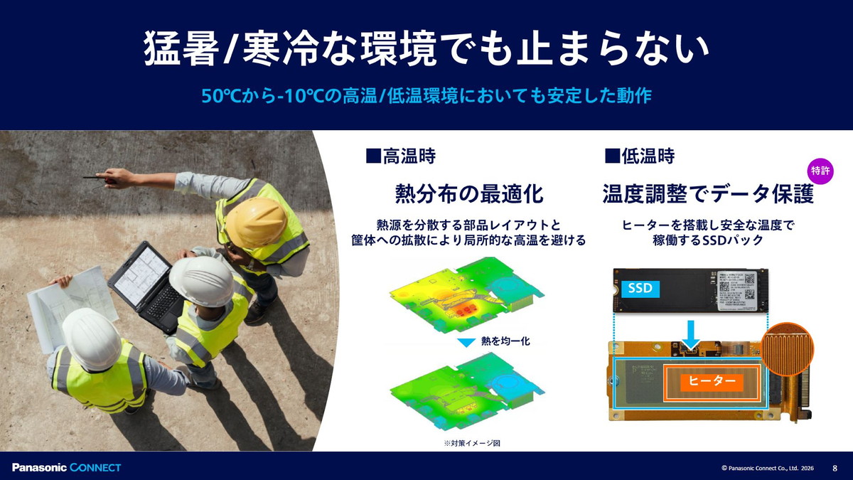 猛暑/寒冷な環境でも止まらない