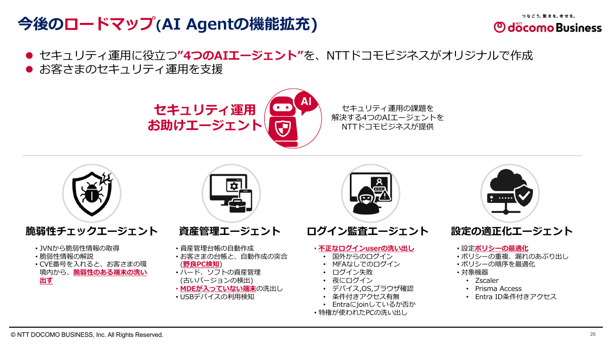 今後のAIエージェントの機能拡充予定
