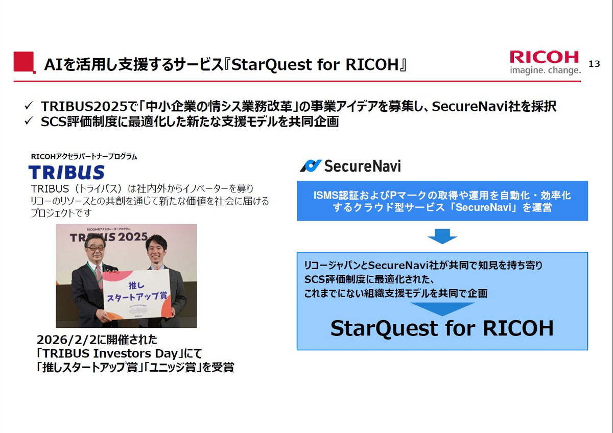 AIを活用し支援するサービス「StarQuest for RICOH」