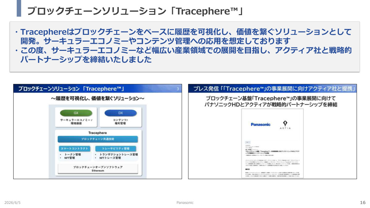 ブロックチェーンソリューション「Tracephere」