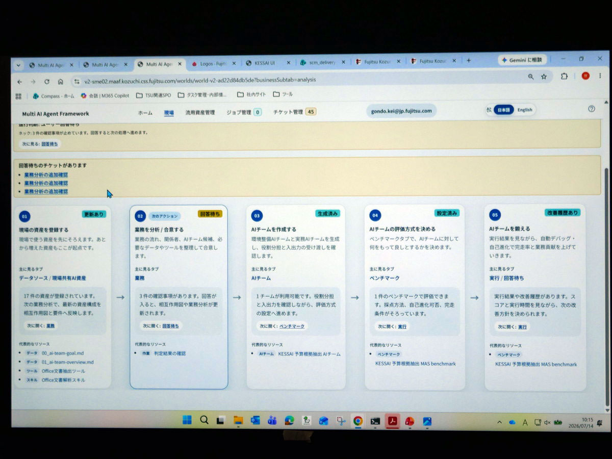 マルチAIエージェントが、それぞれの役割に基づいて稟議書を事前にチェック