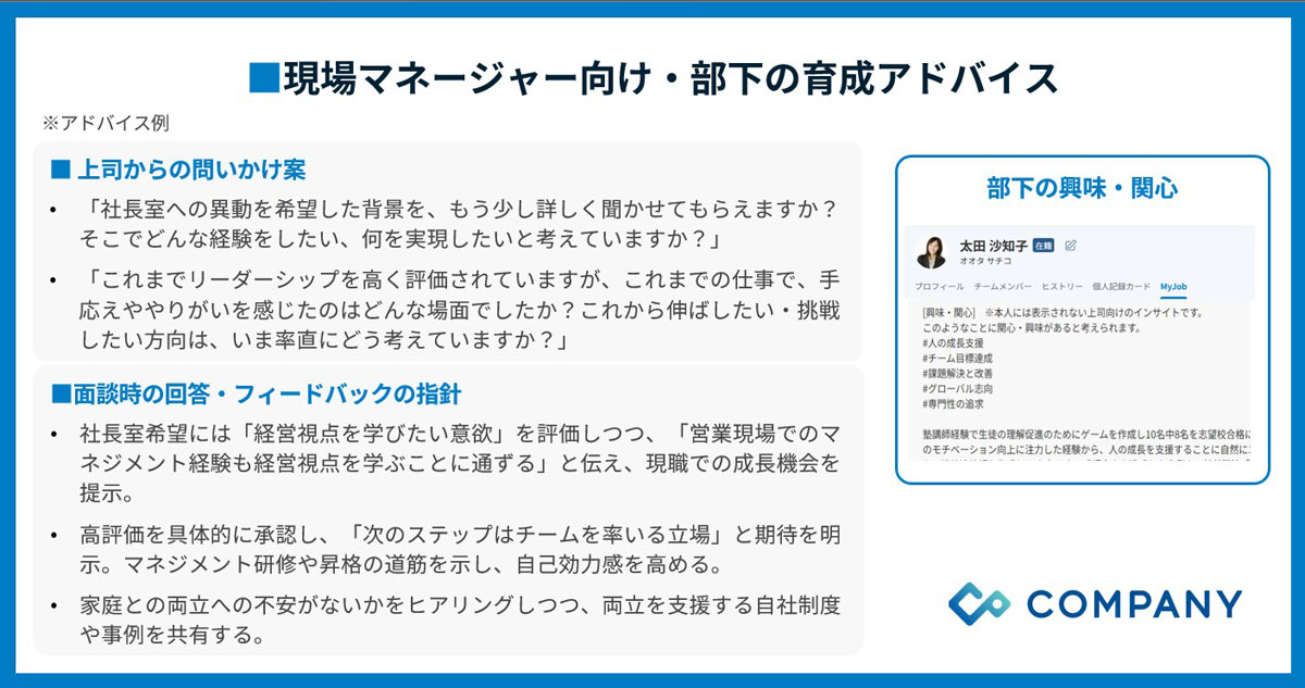 現場マネージャー向けAIアドバイスイメージ
