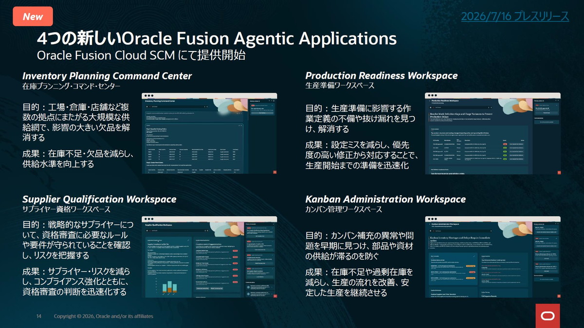 4つの新しいOracle Fusion Agentic Applications