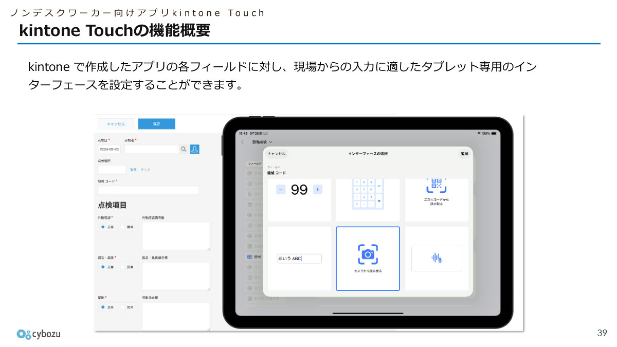kintone Touchの機能概要